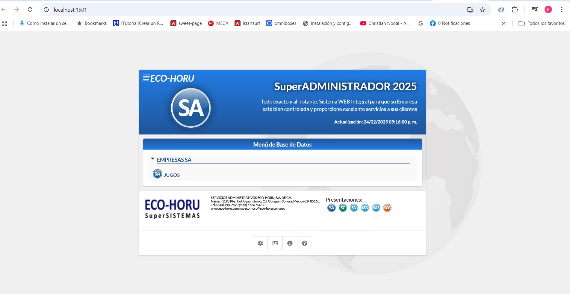 Pantalla de SuperADMINISTRADO